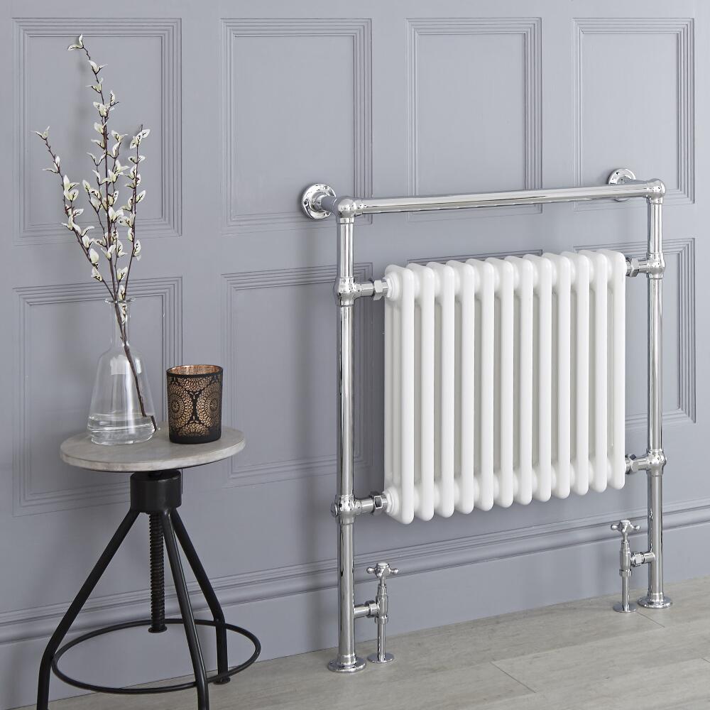 Avon Park Klassieke Handdoekradiator Chroom / Wit 93cm x 79cm x 15,5cm 1047Watt