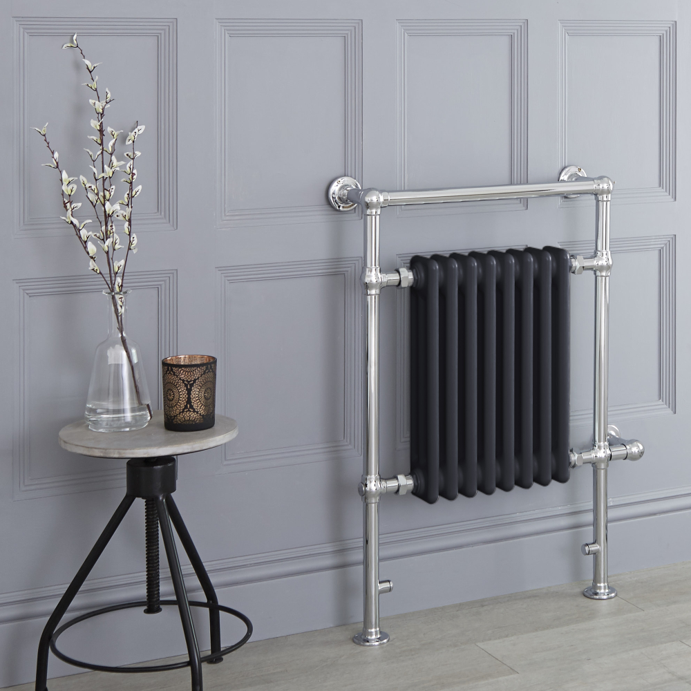 Handdoekradiator Elektrisch Klassiek Chroom/Antraciet 93cm x 62cm x 15,5cm | Elizabeth