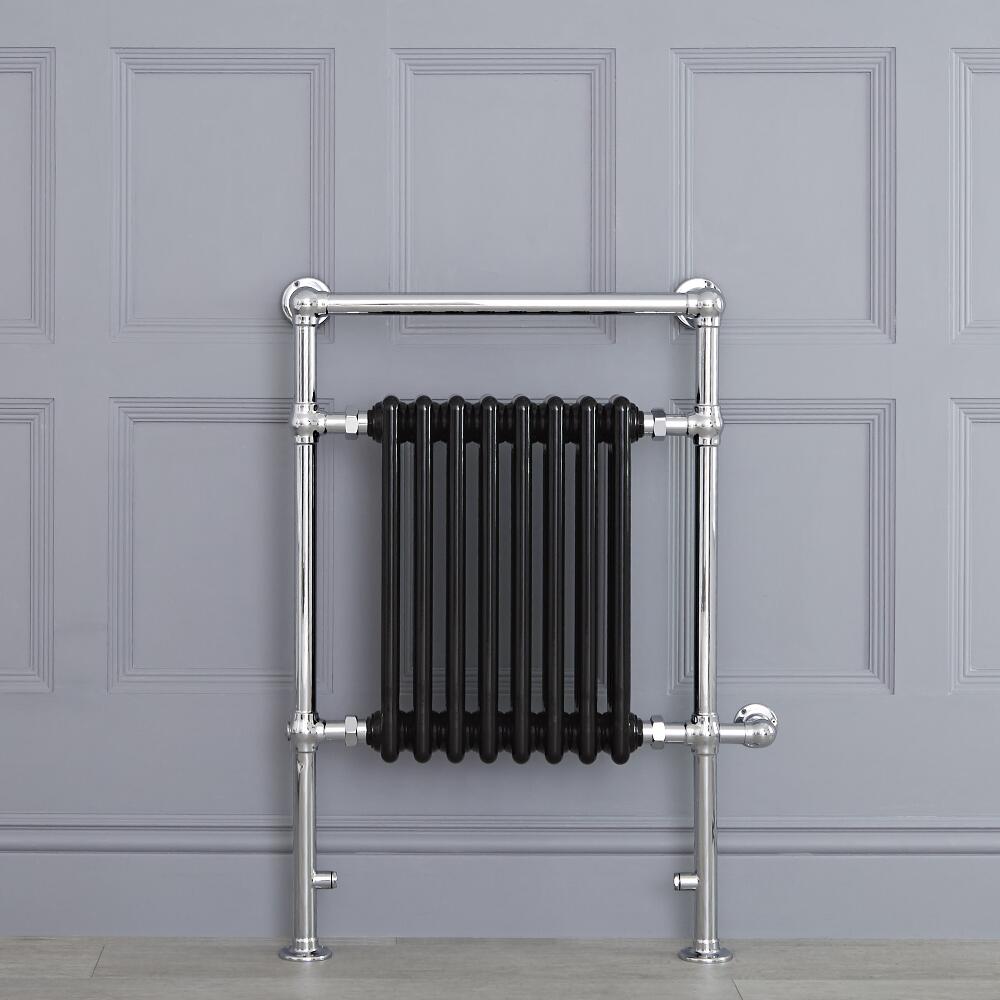 Avon Park Klassieke Elektrische Handdoekradiator Chroom/Zwart 93cm x 62cm x 15,5cm