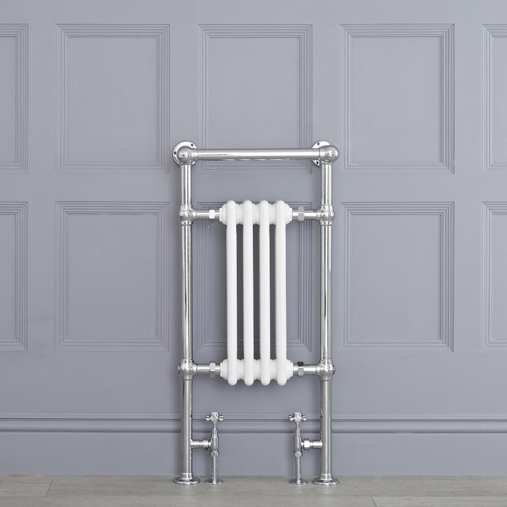 Klassieke Handdoekradiator Chroom/Wit 93cm x 45,2cm x 23cm 437 Watt | Elizabeth