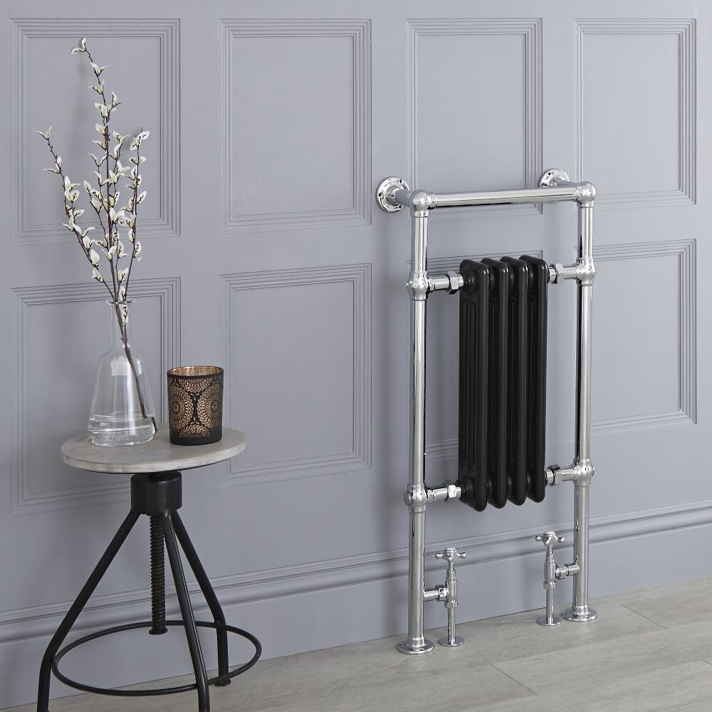 Avon Park Klassieke Handdoekradiator Chroom/Zwart 93cm x 45,2cm x 15,5cm 482Watt