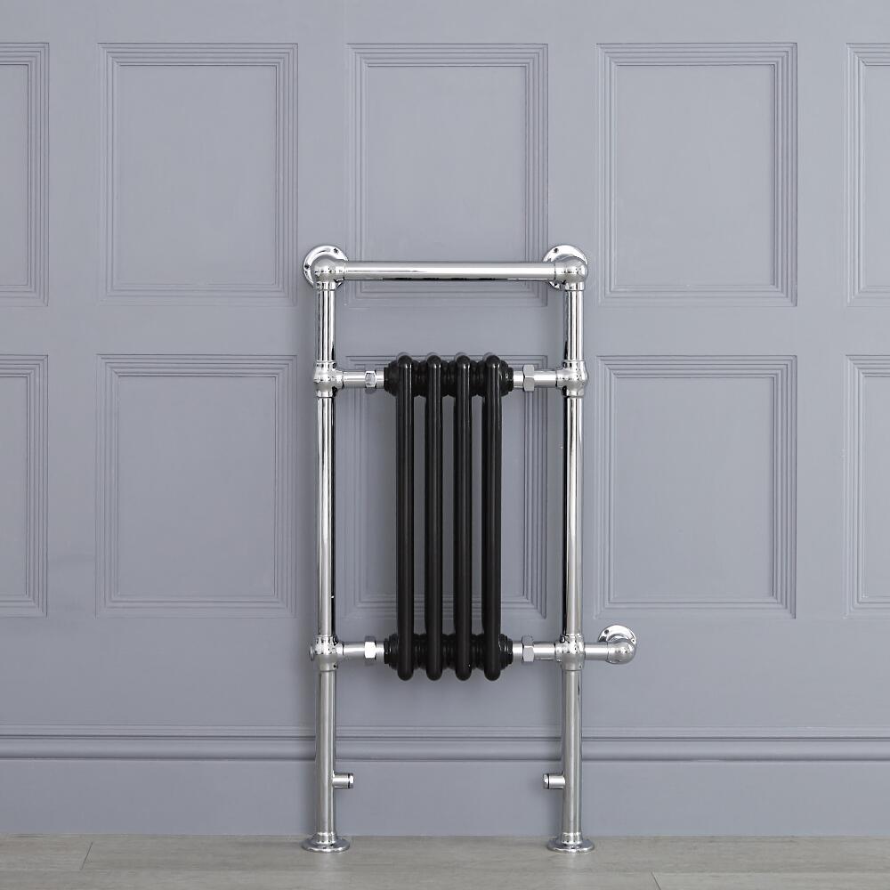 Avon Park Klassieke Elektrische Handdoekradiator Chroom/Zwart 93cm x 45,2cm x 15,5cm