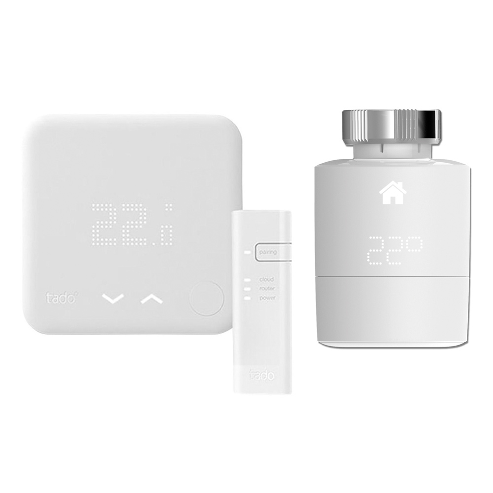 Tado° Slimme Thermostaat Starterskit V.3 Wit incl Slimme Radiatorknop Horizontaal