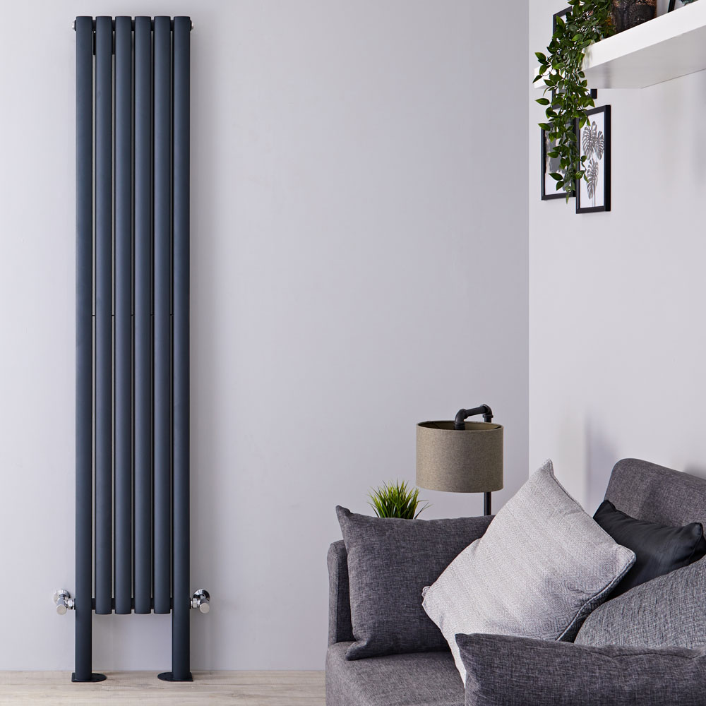 Revive Plus Designradiator Verticaal Met poten Antraciet 200cm x 35,4cm x 7,8cm 1401 Watt