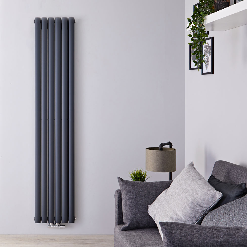 Revive Caldae Verticale Design Radiator met Middenaansluiting - 178cm x 35,4cm x 7,8cm- 1301 Watt -Antraciet