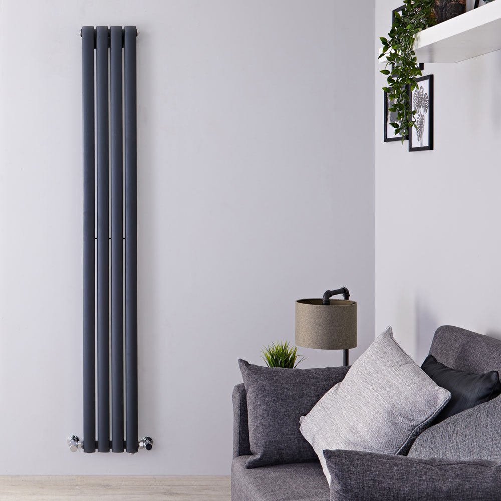 Revive Designradiator Verticaal Ruimtebesparend Antraciet 178cm x 23,6cm x 5,6cm 595 Watt