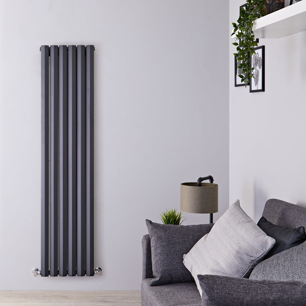 Helius Designradiator Verticaal Antraciet 178cm x 42cm x 8,6cm 1618 Watt