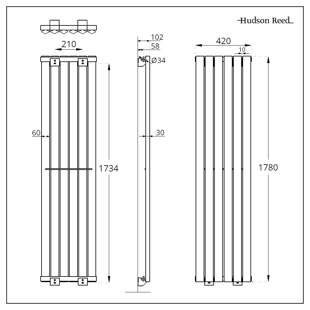 Design Radiator CV Verticaal (Enkel Paneel) Modern 178cm x 42cm ...