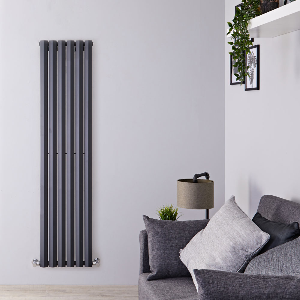 Helius Designradiator Verticaal Antraciet 178cm x 42cm x 6cm 1050 Watt