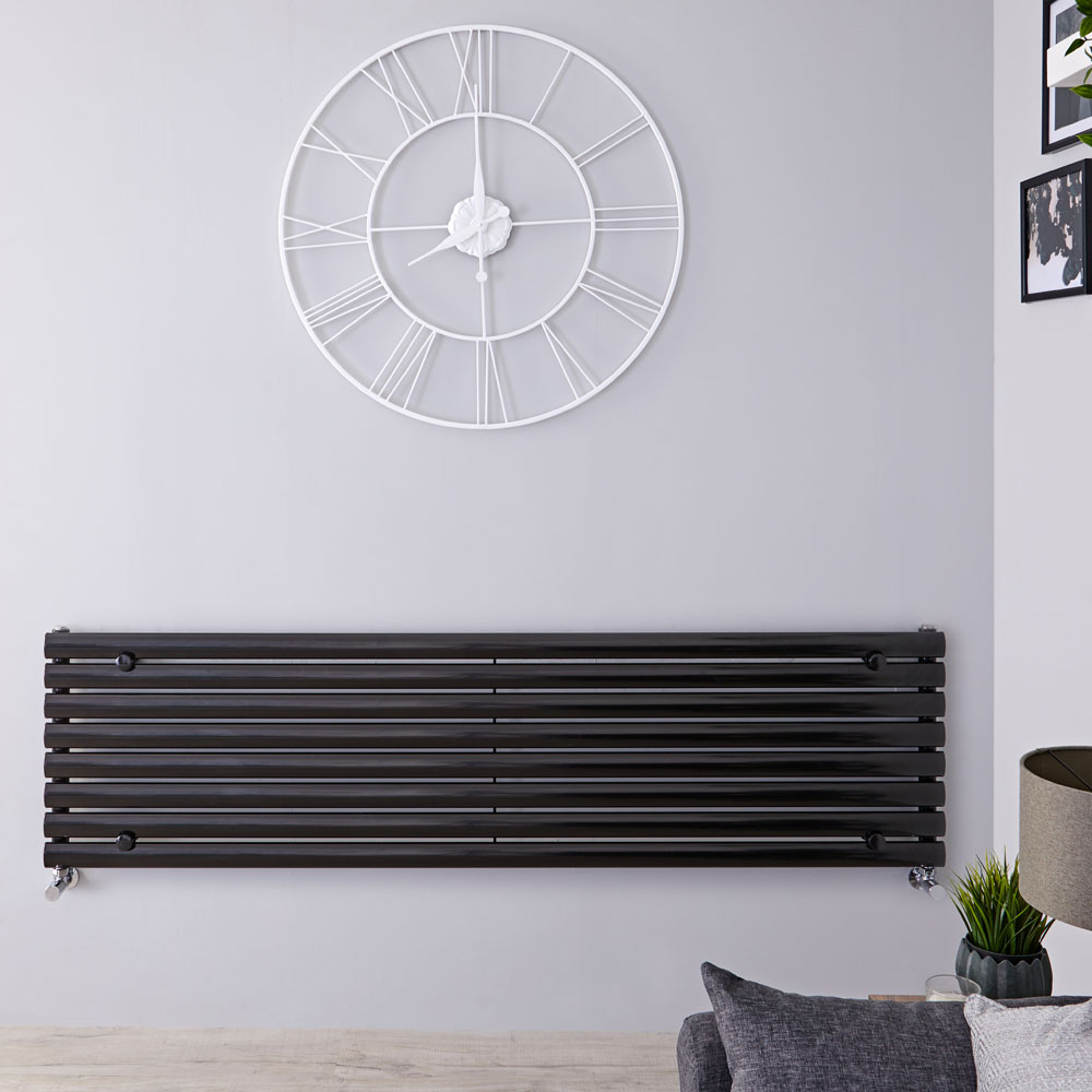 Revive Designradiator Horizontaal Zwart 47,2cm x 178cm x 5,6cm 1162 Watt