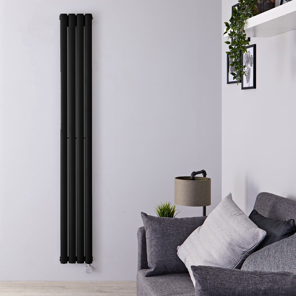 Designradiator Elektrisch Thermostatisch Verticaal Zwart 178cm x 23,6cm | Revive
