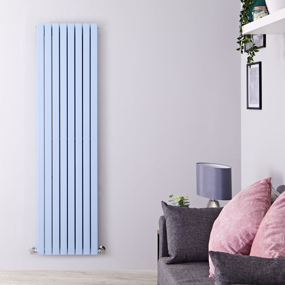Sloane Designradiator Verticaal Dubbel Paneel Helblauw 178cm x 47,2cm x 7,2cm 1931 Watt