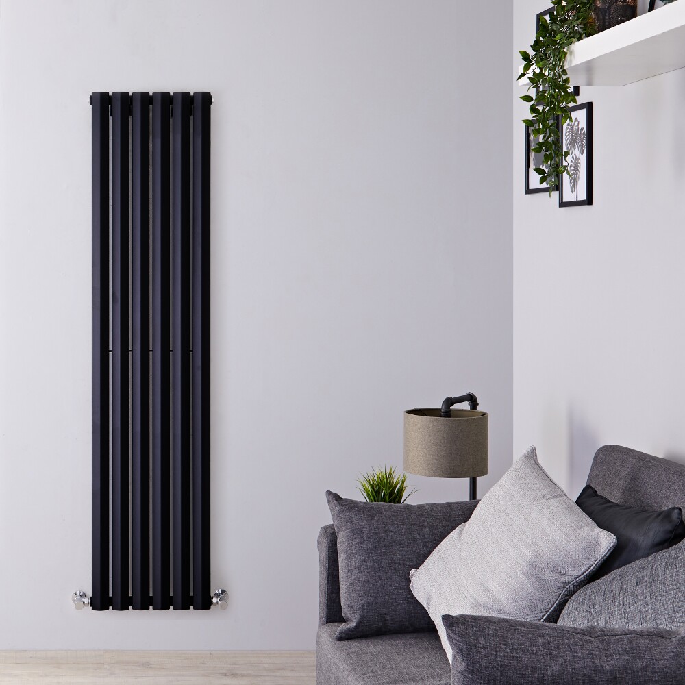 Helius Designradiator Verticaal Zwart 178cm x 42cm x 6cm 1050 Watt