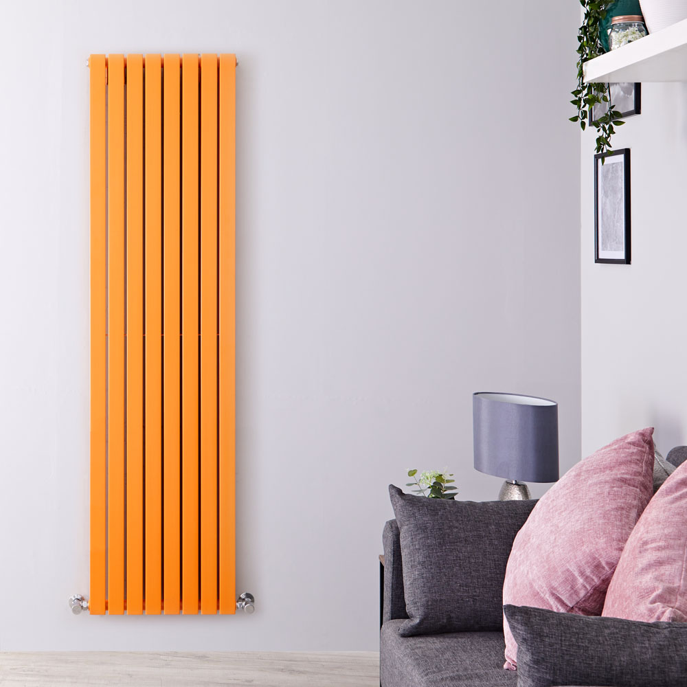 Sloane Designradiator Verticaal Dubbel Paneel Licht Oranje 178cm x 47,2cm x 7,2cm 1931 Watt