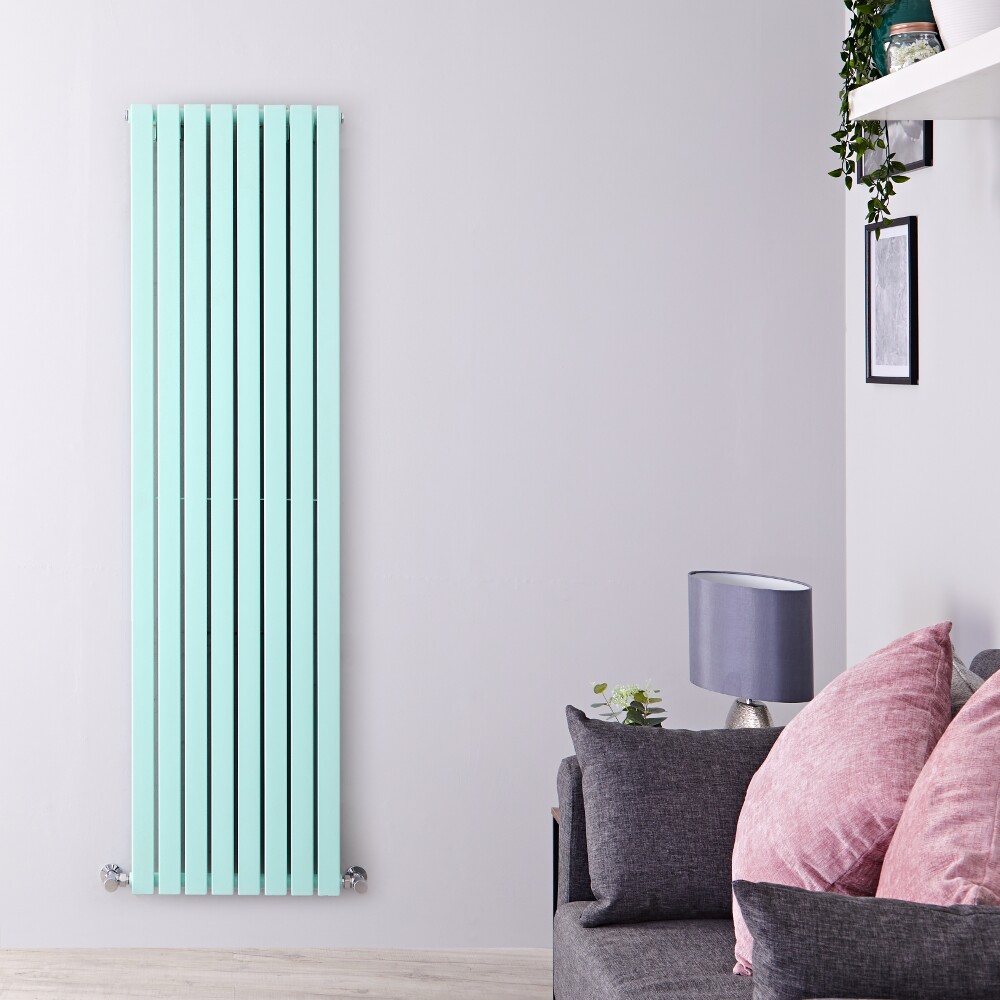Sloane Designradiator Verticaal Dubbel Paneel Mintgroen 178cm x 47,2cm x 7,2cm 1931 Watt