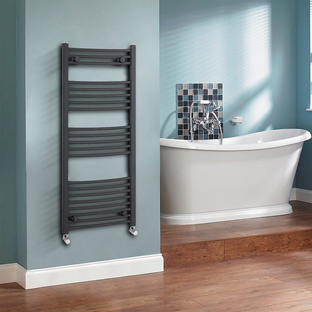 Loa Gebogen Handdoekradiator Antraciet 115cm x 50cm x 7cm 620 Watt