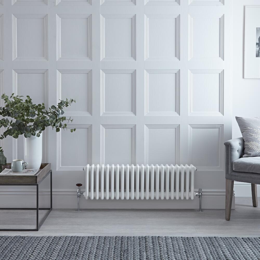 Designradiator Horizontaal Klassiek Wit 30cm x 101cm x 10cm 889 Watt - Windsor