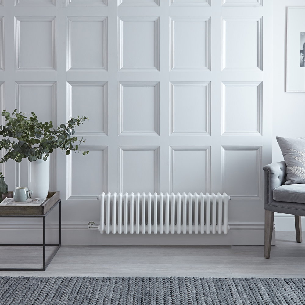 Designradiator Elektrisch Horizontaal 3 Kolommen Klassiek Wit 30 x 101cm | Keuze WiFi-Thermostaat | Windsor