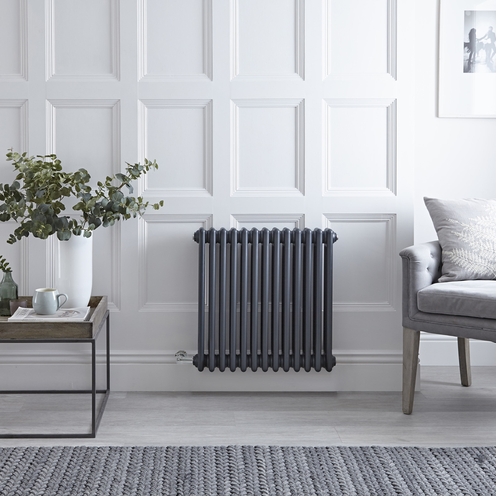 Elektrische Designradiator Horizontaal Klassiek Antraciet 60cm x 58,5cm x 10cm - Windsor