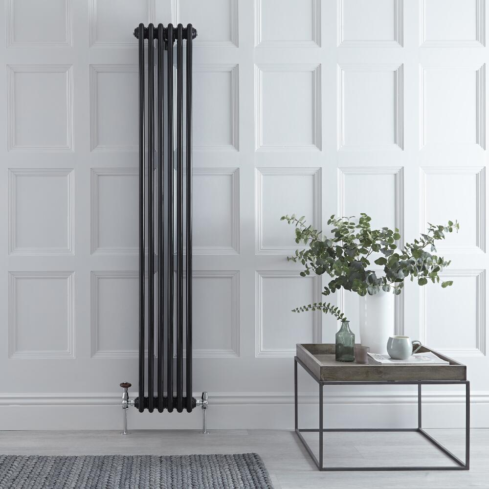 Windsor Designradiator Verticaal Klassiek Zwart 180cm x 29,3cm x 10cm 1169 Watt