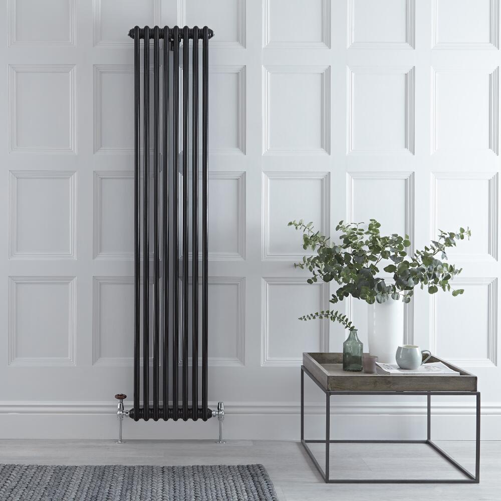 Designradiator Verticaal Klassiek Zwart 180cm x 38cm x 6,8cm 1245 Watt - Windsor