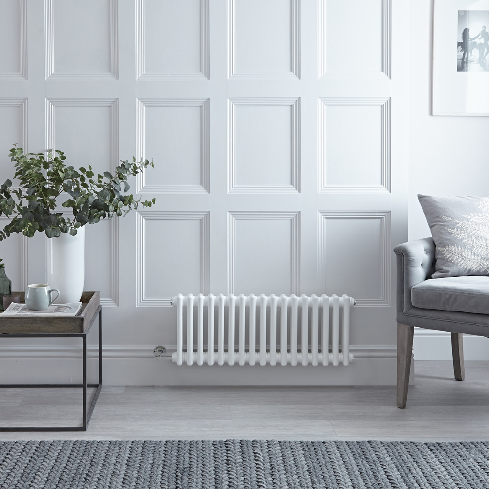 Designradiator Elektrisch Horizontaal 2 Kolommen Klassiek Wit 30 x 78,5cm | Keuze WiFi-Thermostaat | Windsor