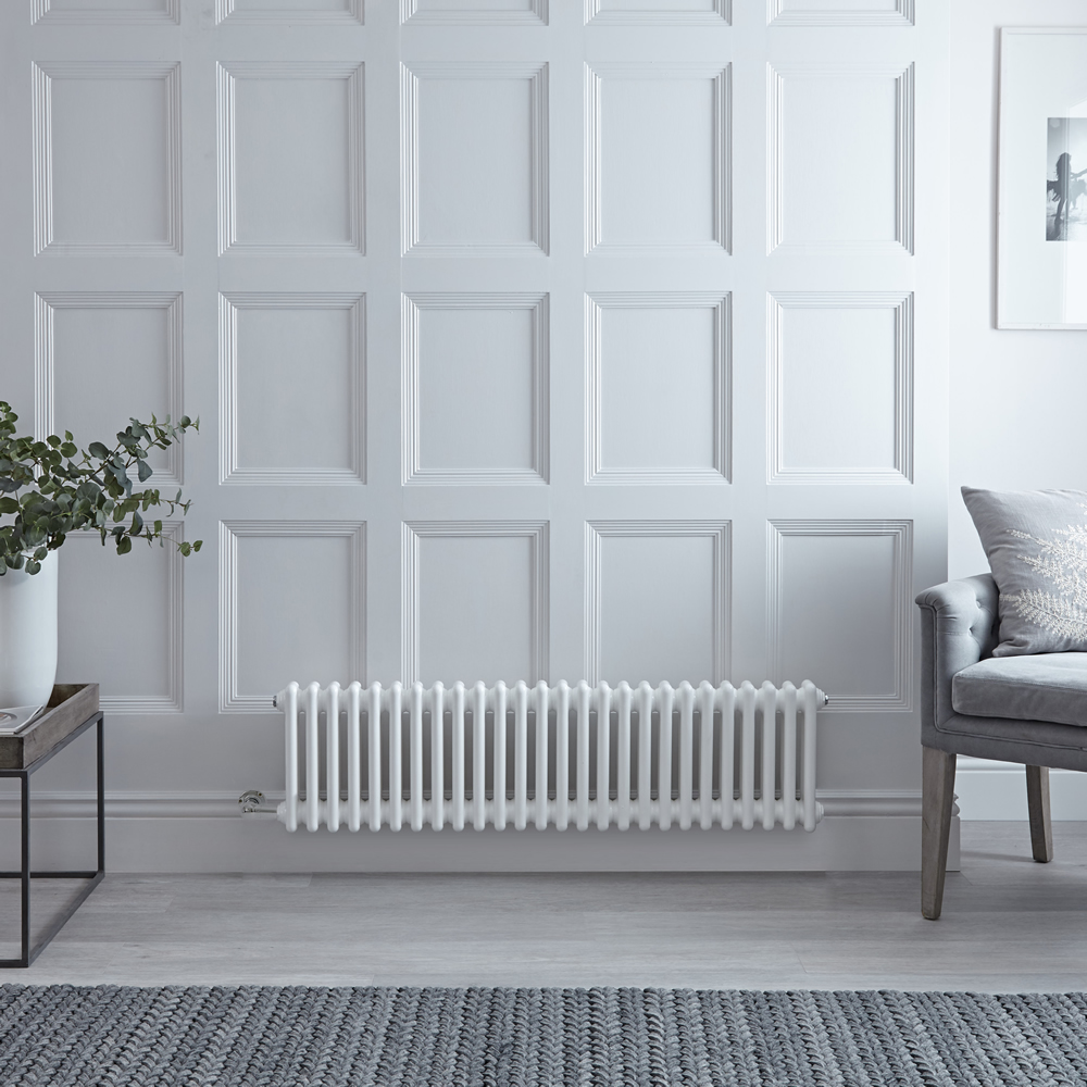 Designradiator Elektrisch Horizontaal Klassiek Wit 30 x 119cm | Keuze WiFi-Thermostaat | Windsor