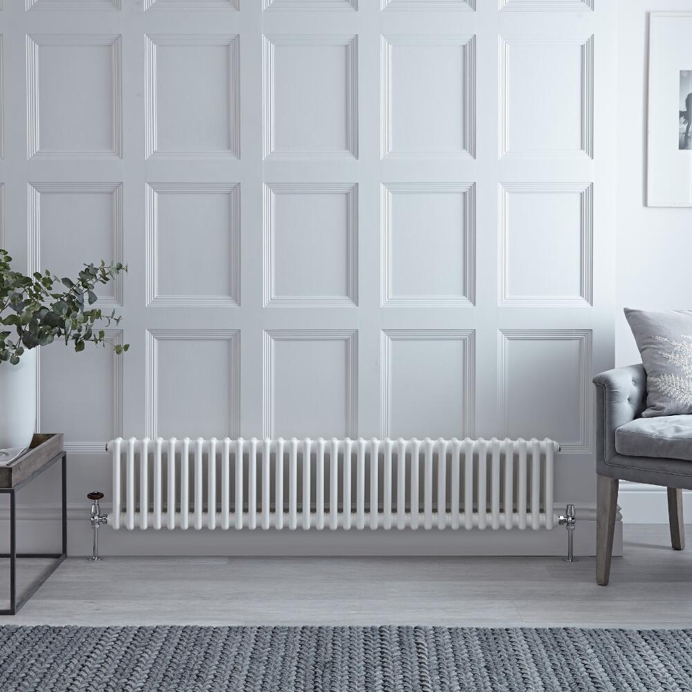 Designradiator Horizontaal Klassiek Wit 30cm x 150,5cm x 6,8cm 1050 Watt - Windsor