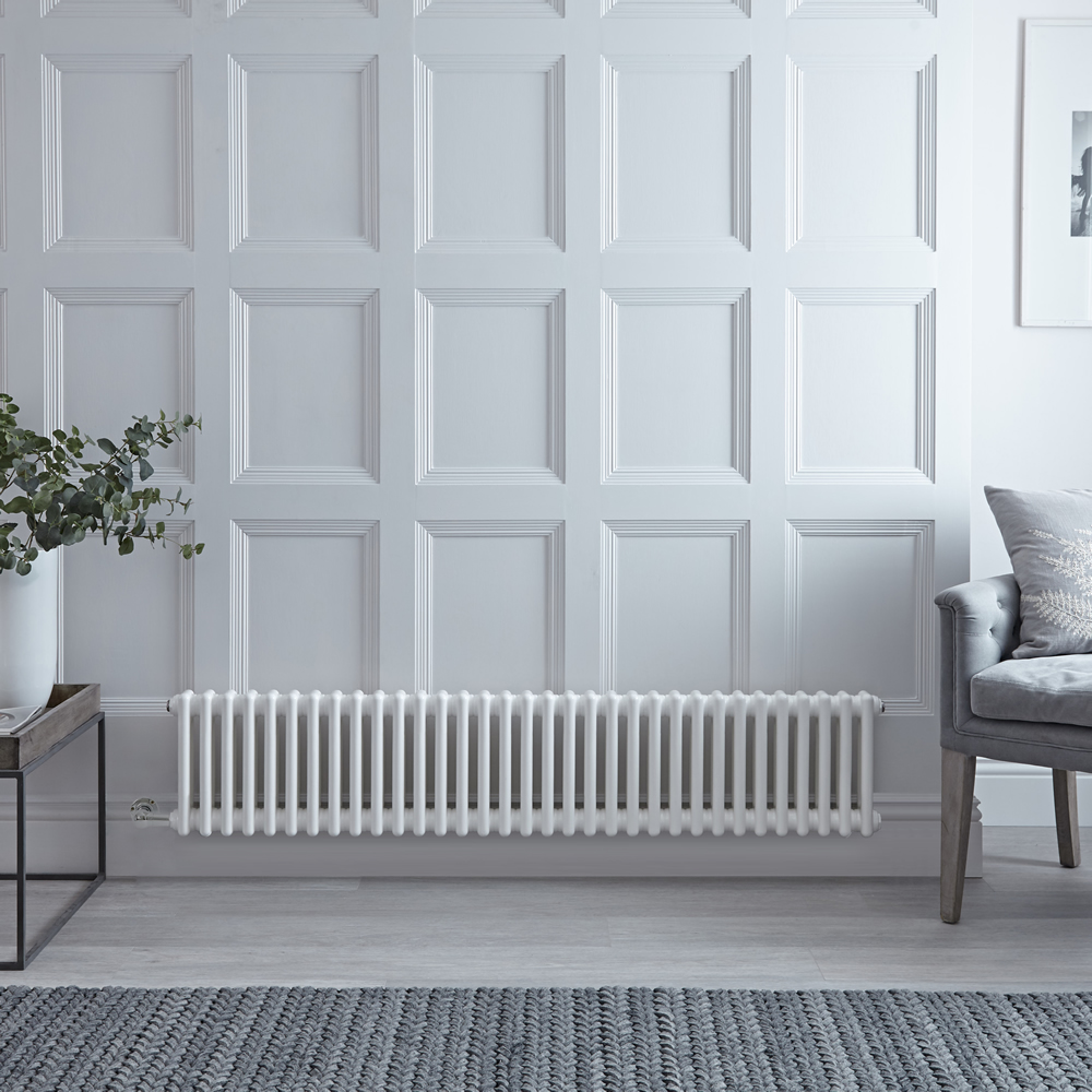 Elektrische Designradiator Horizontaal Klassiek Wit 30cm x 150,5cm x 6,8cm - Windsor