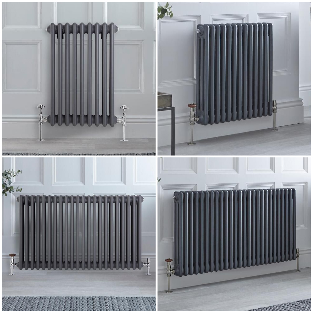 Kolomradiator Horizontaal 3-Kolommen Klassiek Antraciet | Keuze van Afmetingen en Poten | Windsor