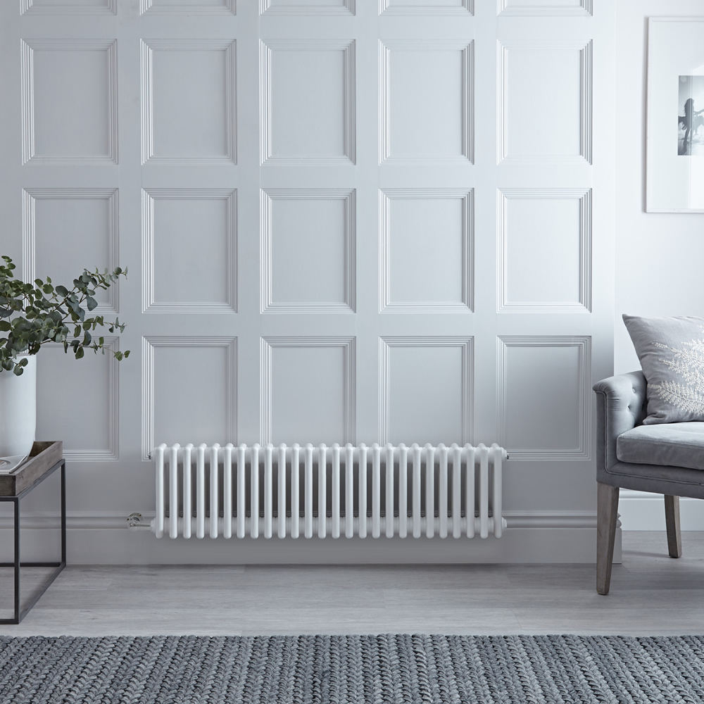 Kolomradiator Elektrisch Horizontaal Klassiek Wit 30 x 119cm | Keuze WiFi-Thermostaat | Windsor