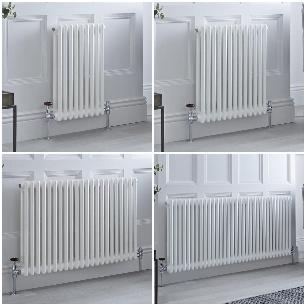 Kolomradiator Horizontaal 2-Kolommen Klassiek Wit | Keuze van Afmetingen en Poten | Windsor
