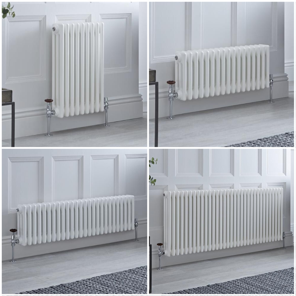 Kolomradiator Horizontaal 3-Kolommen Klassiek Wit | Keuze van Afmetingen en Poten | Windsor