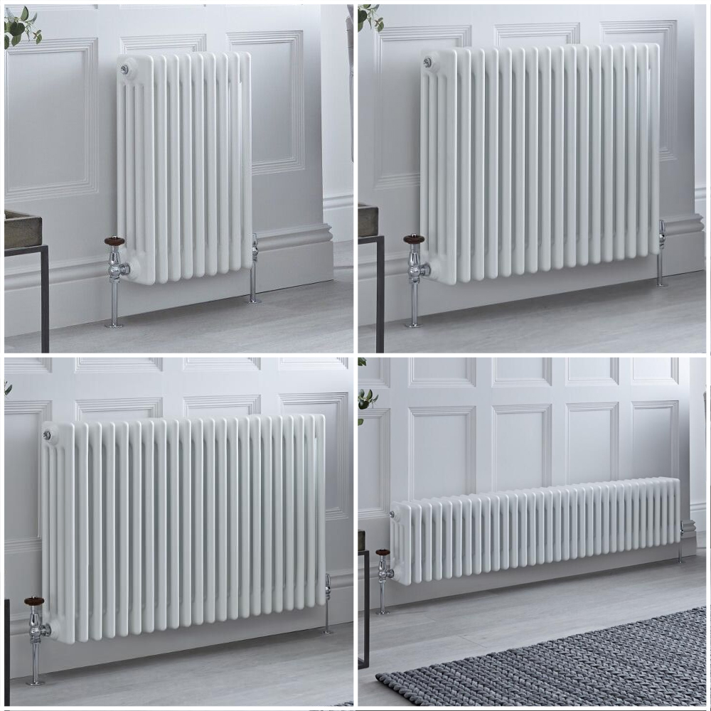 Kolomradiator Horizontaal 4-Kolommen Klassiek Wit | Keuze van Afmetingen en Poten | Windsor