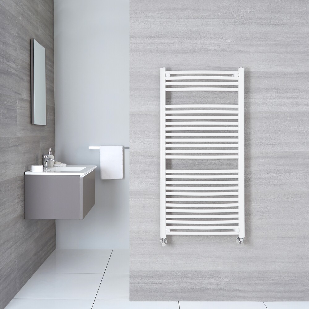 Etna Gebogen Handdoekradiator Wit 120cm x 50cm x 3cm 699 Watt