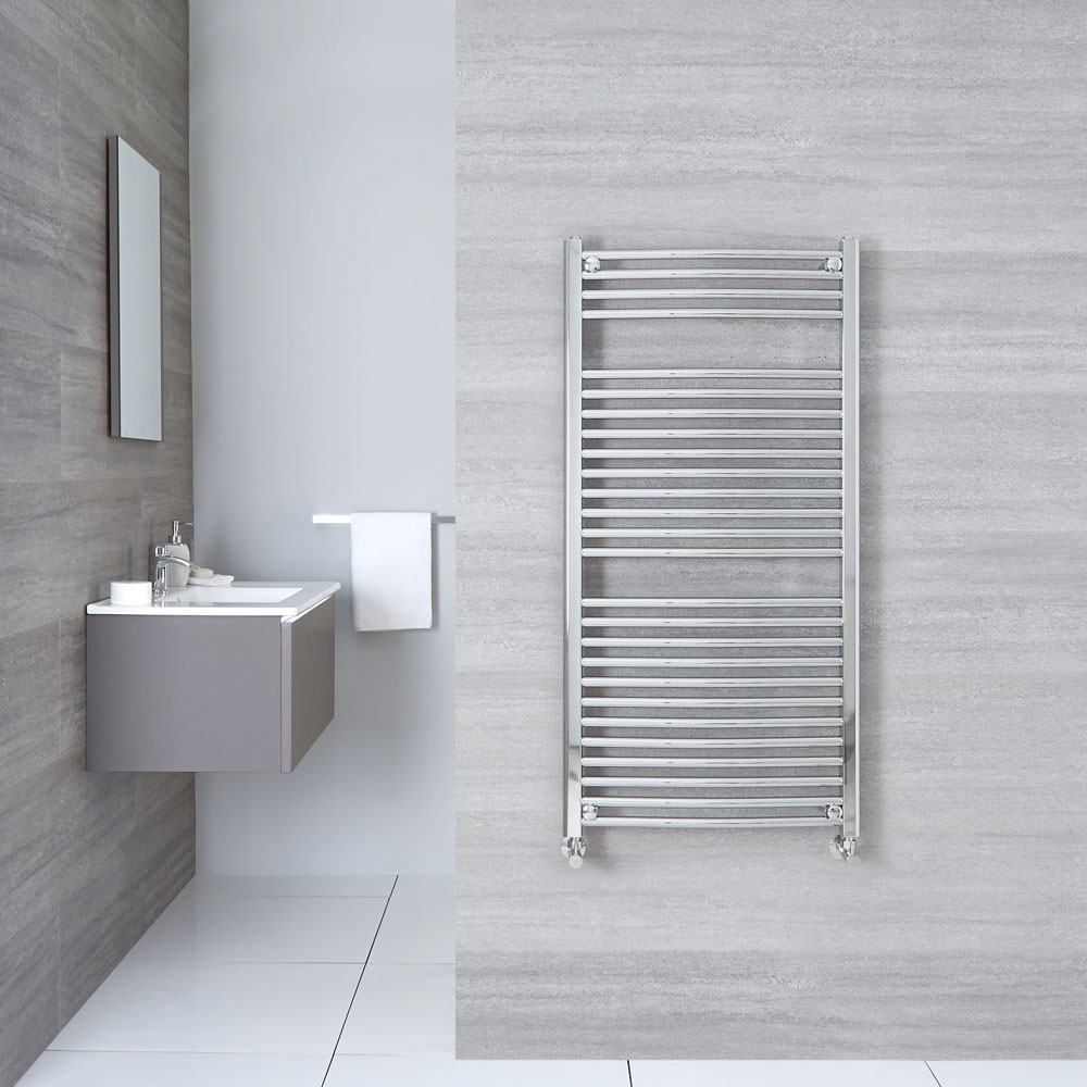 Ischia Gebogen Handdoekradiator Chroom 120cm x 60cm x 5,2cm 570 Watt