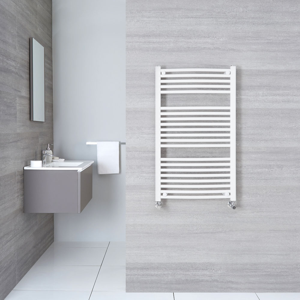 Etna Gebogen Handdoekradiator Wit 100cm x 60cm x 5,2cm 740 Watt