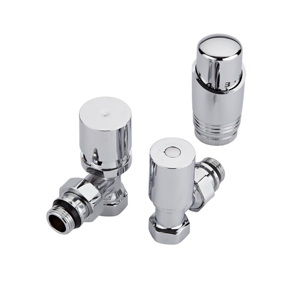 Moderne ½" Binnendraad Stopkranen incl Thermostaatknop Haaks Chroom
