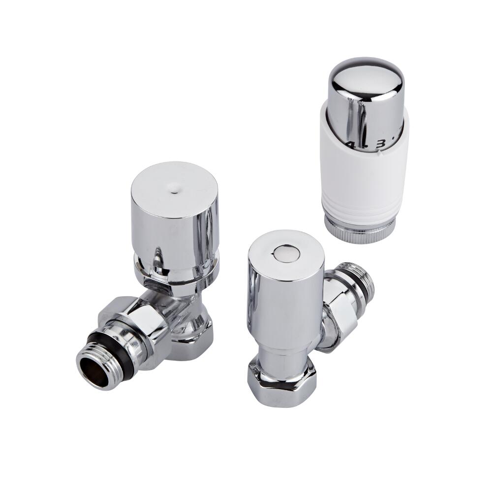 Moderne ½" Binnendraad Stopkranen incl Thermostaatknop Haaks Wit