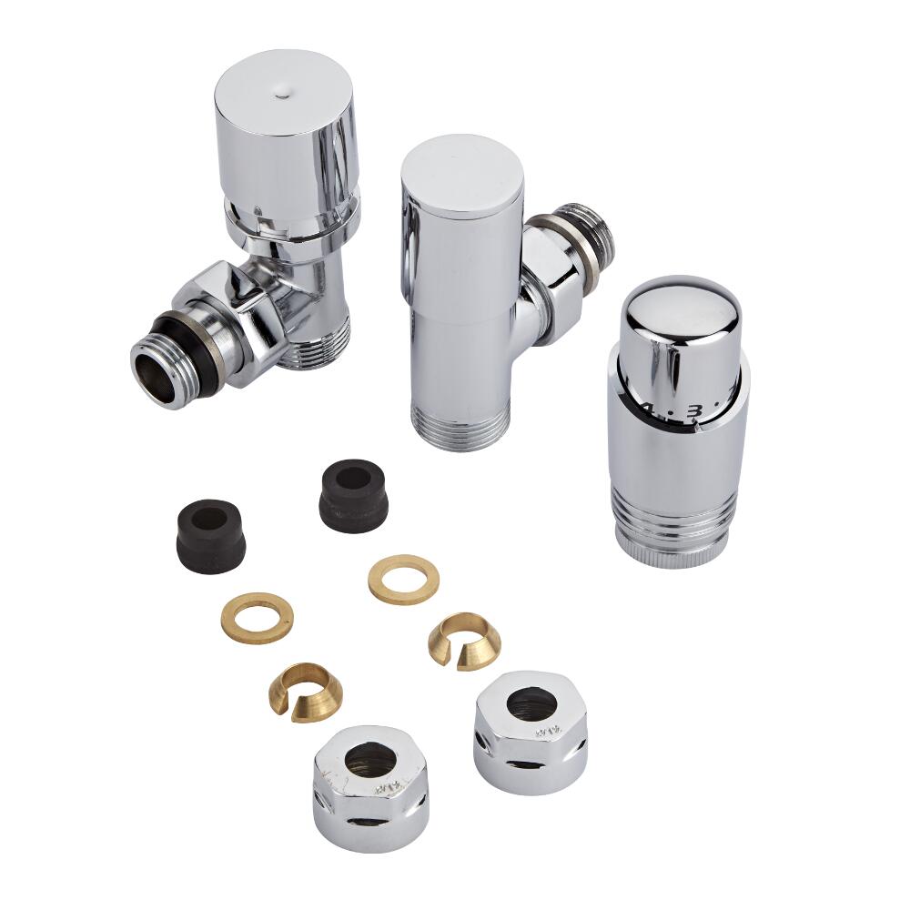 Thermostatische Radiatorkraan 3/4'' Mannelijk Chroom 14 mm Koperen Adapter