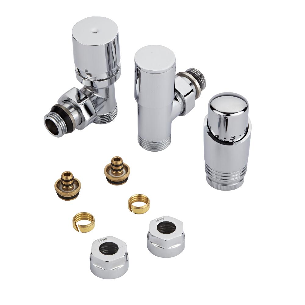 Thermostatische Radiatorkraan 3/4'' Mannelijk Chroom 14mm Meerlagenbuis Adapter