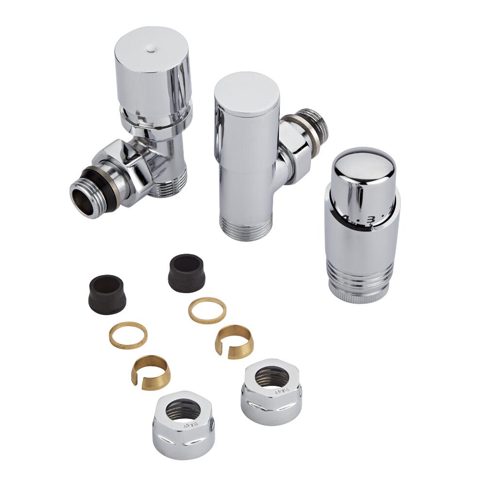 Thermostatische Radiatorkraan 3/4'' Mannelijk Chroom 16mm Koperen Adapter