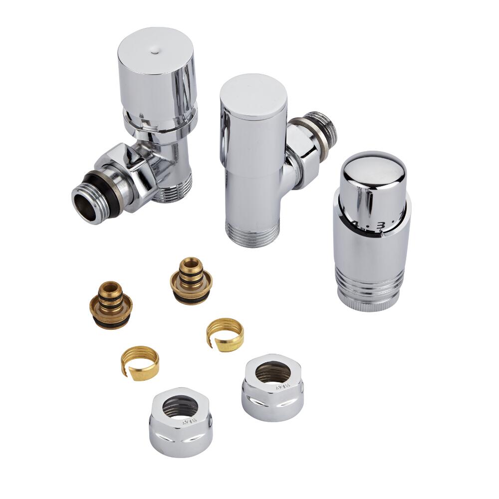 Thermostatische Radiatorkraan 3/4'' Mannelijk Chroom 16mm Meerlagenbuis Adapter