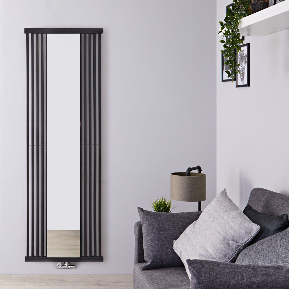 Lublin Spiegel Designradiator Verticaal Zwart 170cm x 64cm 1172 Watt