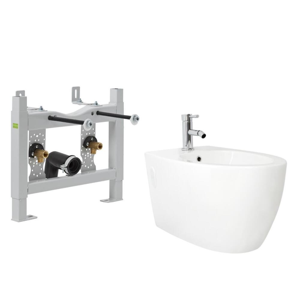 Ashbury Bidet Combinatie Incl Muurframe + Bidetkraan + Afvoerputje