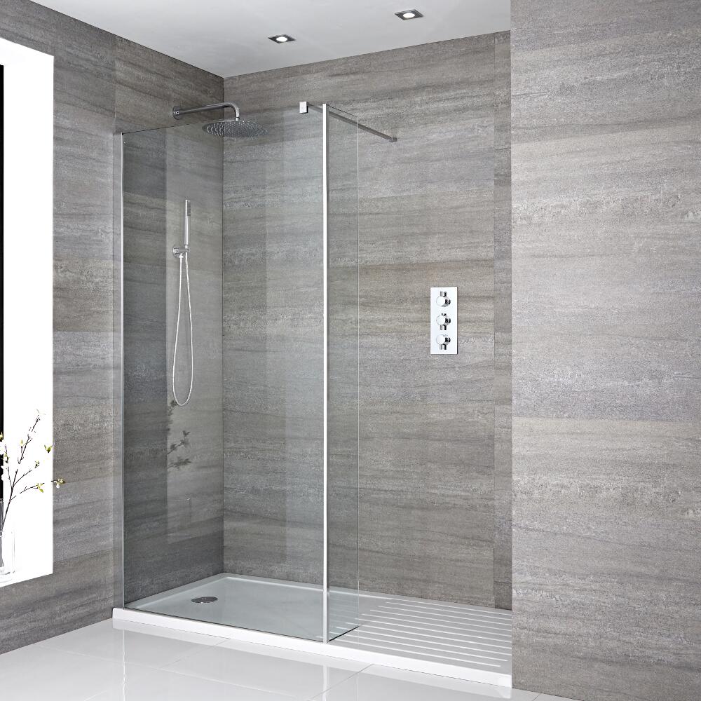 2-delige Inloopdouchecombinatie Chroom & Douchebak 160 x 80 cm