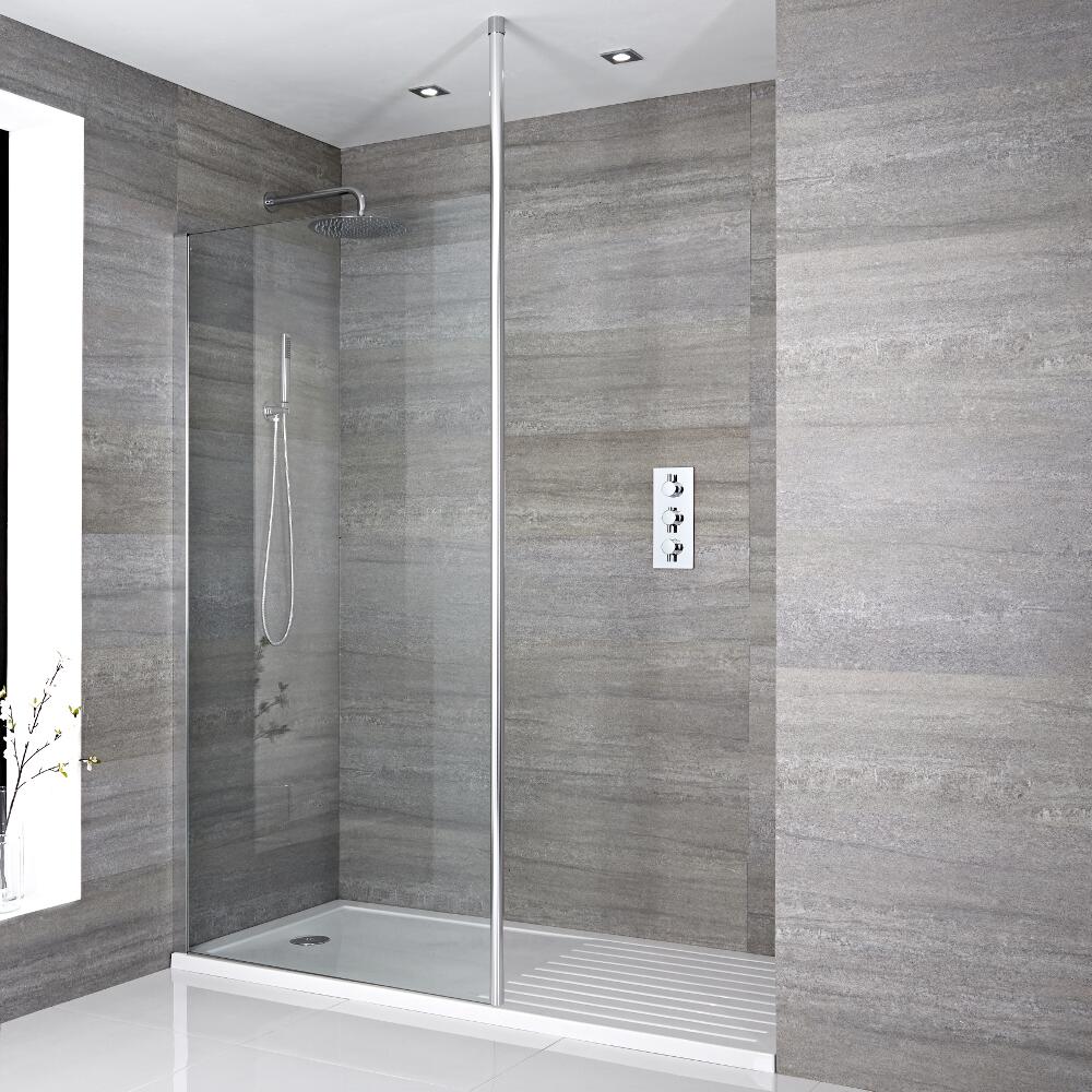 Inloopdouchecombinatie Chroom Vloer-Plafond Profiel & Acryl Douchebak 160 x 80 cm