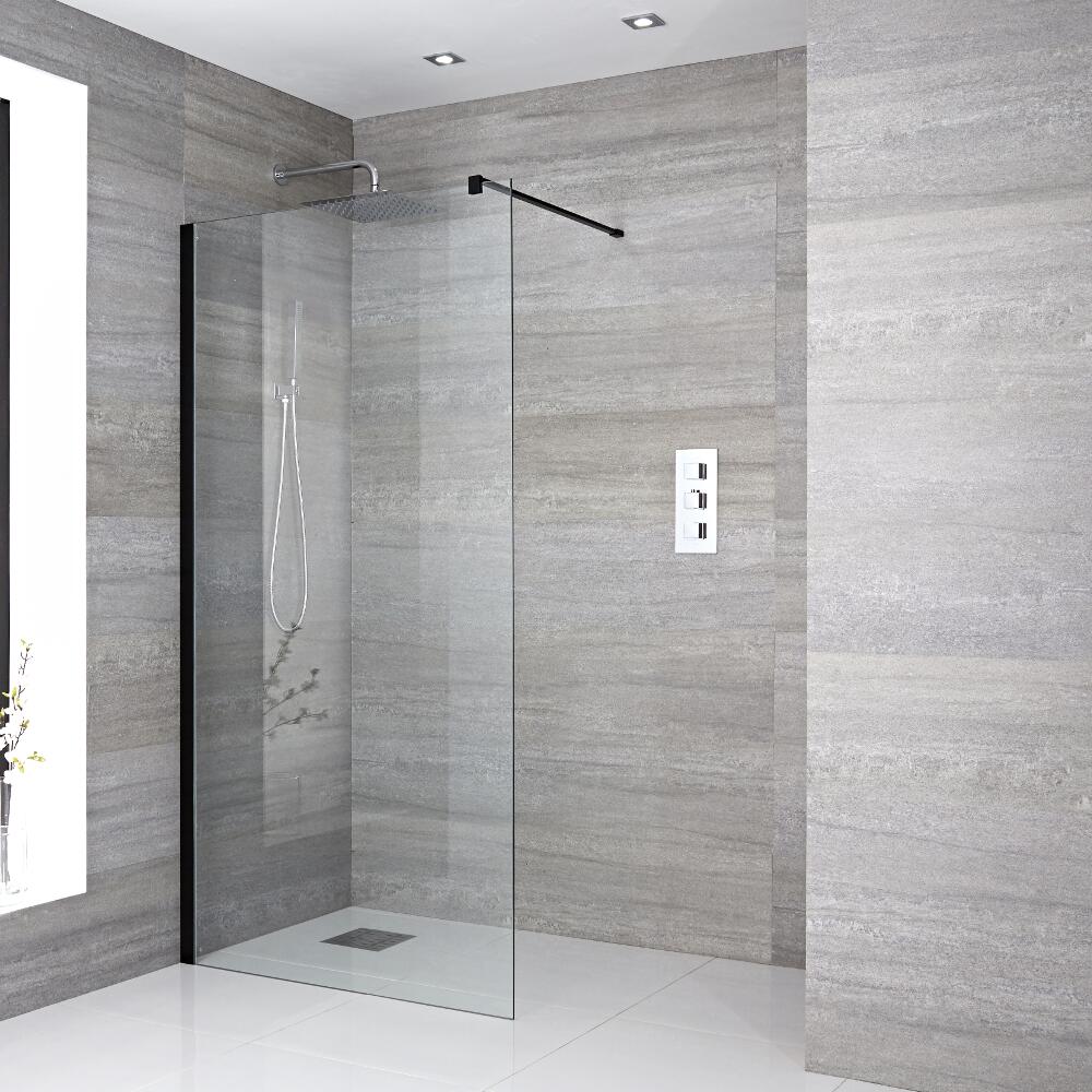 Inloopdouche Combinatie Zwart & Keuze Douchegoot 195 x 120cm
