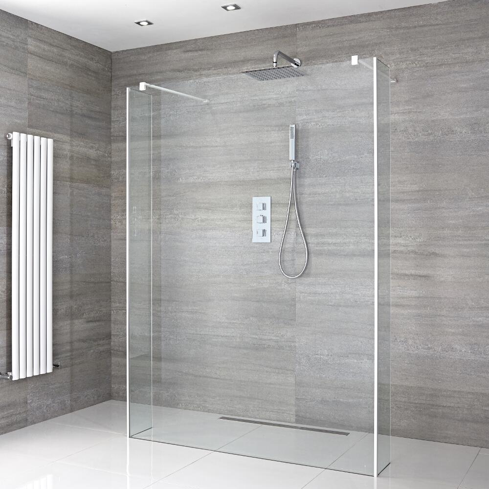 3 x Douchewanden 195 x 25/25/140cm Stabilisatiestangen Wit & Keus uit Douchegoot
