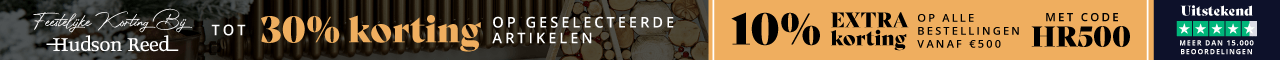  Feestelijke Korting Bij Hudson Reed | Tot 30% korting op geselecteerde artikelen & 10% EXTRA korting op alle bestellingen vanaf €500 met code HR500 